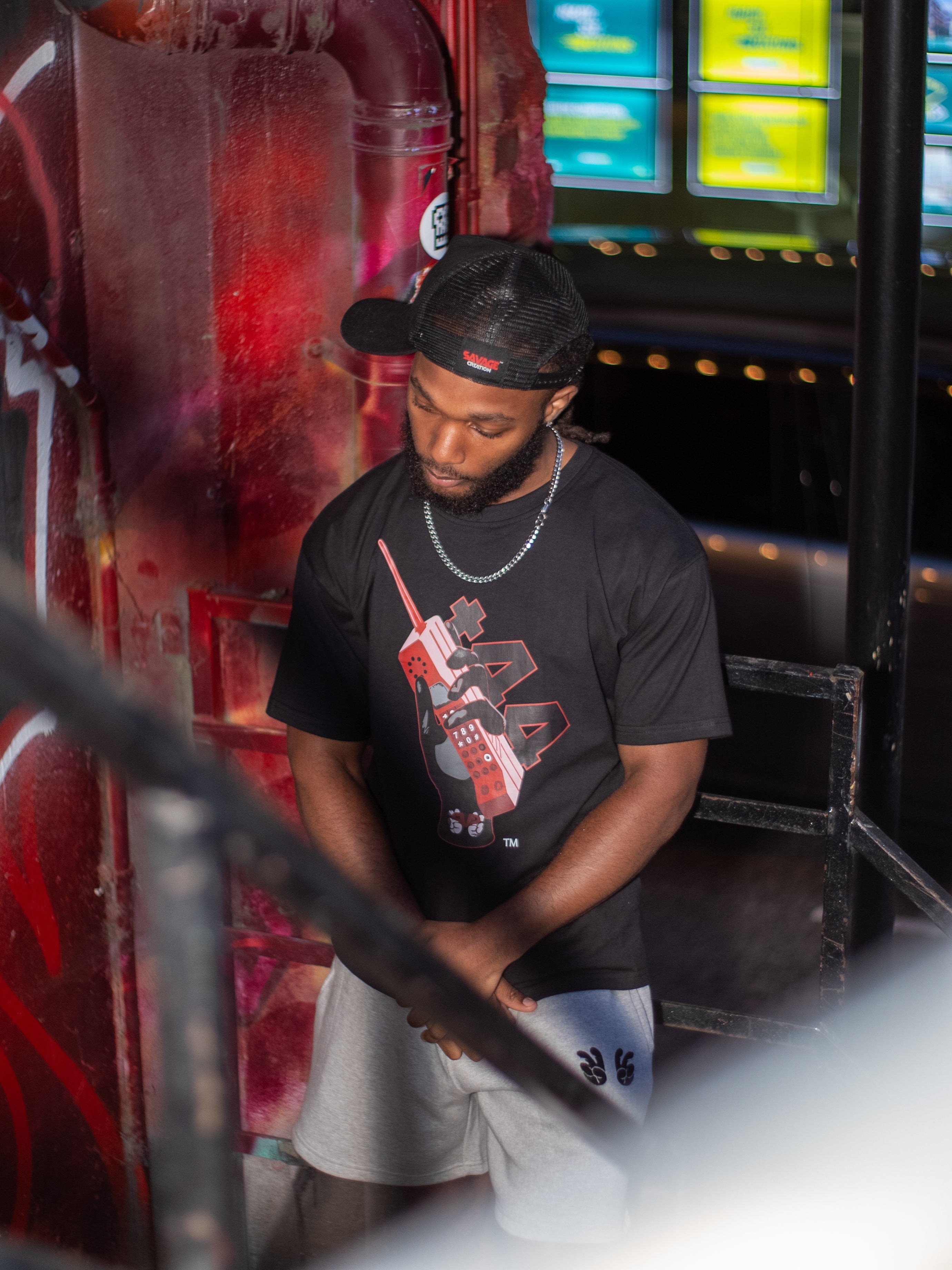 '+44 Retro tee (Black)