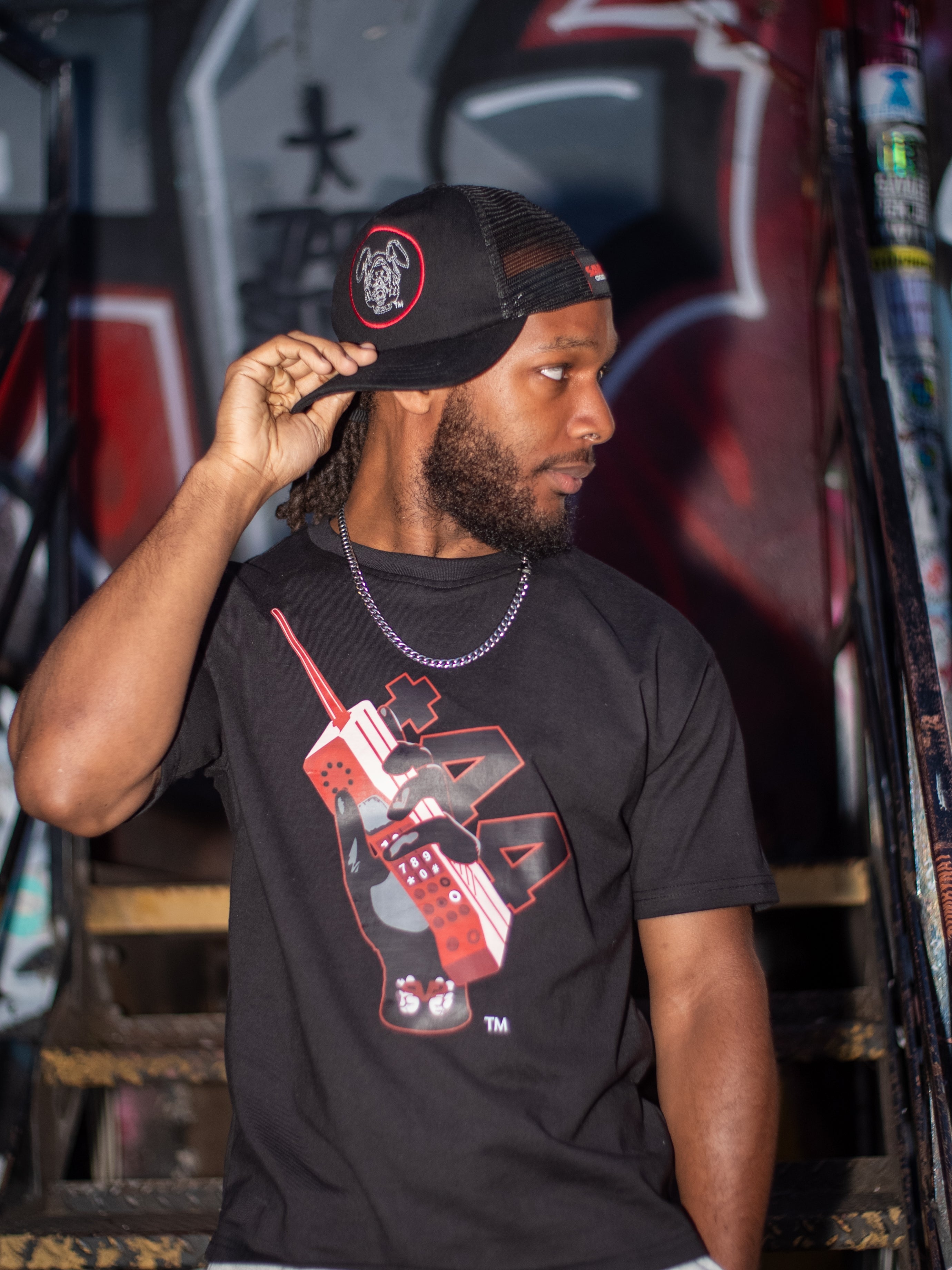 '+44 Retro tee (Black)